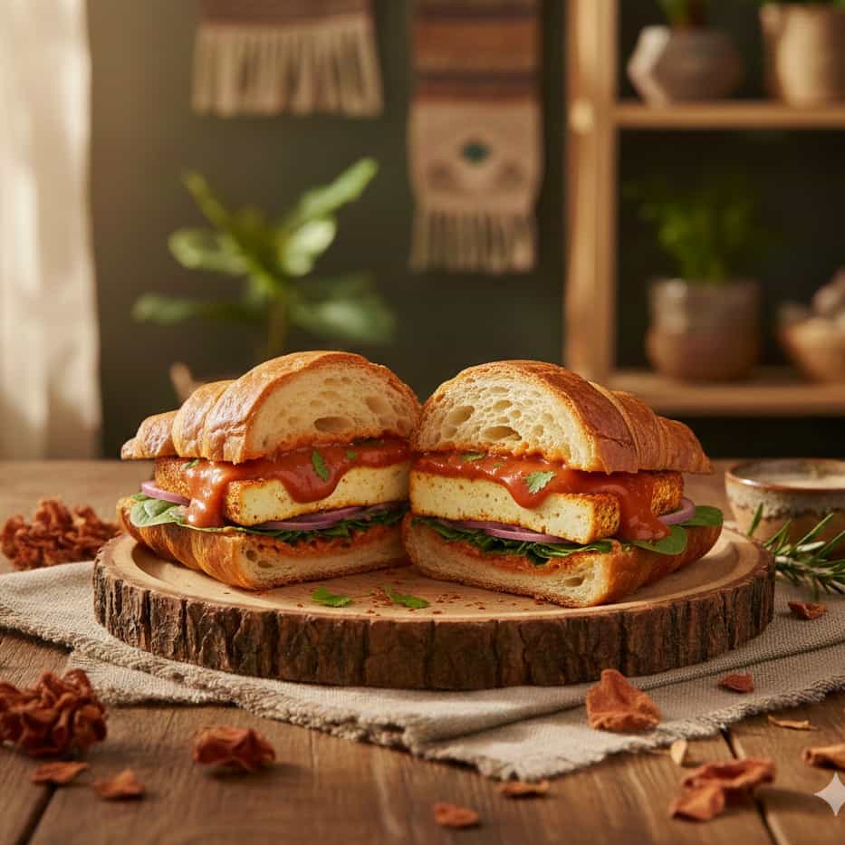 Peri Peri Paneer Croissant Sandwich